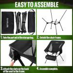 GARLLEN Portable Camping Chair 400LBS Capacity, Folding Backpacking Chair with Both Side Pockets, Folding Travel Chair with Carrying Bag & Anti-Slip Feet for Camping, Hiking, Picnic, Beach