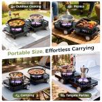 MoKo Propane Camping Stove 2 Burner, 36,000 BTU Infrared & Open Flame Hybrid, Windproof Folding Portable Outdoor Gas Cooking Kit with Frying Pan & Carry Bag For RV, Tailgating, Survival, Black