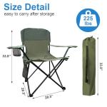 SAILARY Folding Outdoor Beach Camp Chair with Cup Holder, Storage Pocket, Waterproof Bag Outdoor Arm Chair, Supports 225LBS, Green