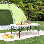 Byliable 34" Square Folding Card Table, Fold-in-Half Utility Dining Portable Table Heavy Duty HDPE White Plastic Foldable with Carrying Handle Indoor Outdoor for Picnic, Camping, Party