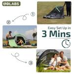 Golabs CT1 2 Person Camping Tent, Easy Set Up in 3 Mins, PU1500mm Waterproof w/Mesh Top & Door with Ventilation, Lightweight 4.4lbs Portable Family Tent with Carry Bag &Interior Storage Pockets &Hook