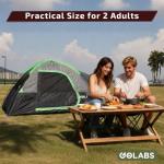 Golabs CT1 2 Person Camping Tent, Easy Set Up in 3 Mins, PU1500mm Waterproof w/Mesh Top & Door with Ventilation, Lightweight 4.4lbs Portable Family Tent with Carry Bag &Interior Storage Pockets &Hook