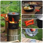 aiGear 3pcs Camping Cookware Mess Kit, Non-Stick Camping Pan Pot Kettle, Lightweight Aluminum, Collapsible Portable Camping Cooking Set for Outdoor Cooking Hiking Picnic, Orange (CC01OR05)