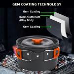 aiGear 3pcs Camping Cookware Mess Kit, Non-Stick Camping Pan Pot Kettle, Lightweight Aluminum, Collapsible Portable Camping Cooking Set for Outdoor Cooking Hiking Picnic, Orange (CC01OR05)