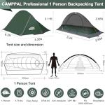 camppal 1 Person Tent for Camping Hiking Mountain Hunting Backpacking Tents 4 Season Resistance to Windproof Rainproof and Waterproof