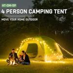 Happy Travel Camping Tent, 4 Person Dome Tents for Camping with Rainfly, Waterproof Clip Easy Setup Portable Family Tent with Mesh Windows, 20% More Headroom Backpacking Tents for Camping & Hiking