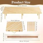 MLLNFUE Folding Picnic Table with Boho Table Runner 60" x 30" Wooden Low Table, Portable for Indoor Outdoor Use Ideal for Camping Beach Weddings Garden Parties (Seats 6)