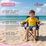 Emily Rose Kids Playful Dinosaurs Folding Beach Camp Chair Ages 2-7 - Toddler Travel Chair with Safety Lock Cup Holder & Carry Case - Boys Girls Outdoor Indoor Lightweight 125lb Capacity