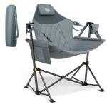 Timber Ridge Hammock Camping Chair with Adjustable Backrest, Heavy Duty Folding Hammock Chair Supports 300lbs, Portable Hammock Chair for Camping, Travelling and Patio, Grey