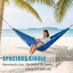 Camping Hammocks,Single Hammock with Tree Straps,Portable Lightweight Parachute Nylon Camping Gear for Outside Hiking Beach Backpack Survival Travel (Blue)