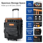 Odoland 48 Can Rolling Cooler Bag with Wheels & Handle, Collapsible Insulated Ice Chest for Beach, Camping & Tailgating - Portable Travel Soft Cooler on Wheels, Collapses for Easy Storage