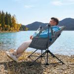 Timber Ridge Hammock Camping Chair with Adjustable Backrest, Heavy Duty Folding Hammock Chair Supports 300lbs, Portable Hammock Chair for Camping, Travelling and Patio, Grey