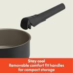 bella 8 Piece Removable Handle Cookware Set, Fits-anywhere™ Kitchenware w EverGood™ Ceramic Nonstick Coating​, Dishwasher & Oven Safe, All Stovetops Compatible, Glass Lids with Silicone Rims, Black