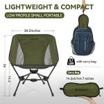 MARCHWAY Lightweight Folding Camping Chair, Stable Portable Compact for Outdoor Camp, Travel, Beach, Picnic, Festival, Hiking, Backpacking, Supports 330Lbs (Green)
