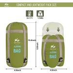 WERTYCITY Warm Weather Sleeping Bag - Portable Waterproof Compact Lightweight, Packable with Compression Sack for Kids Teens Adults Camping Backpacking Hiking, Spring Summer Fall(Army Green)