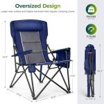 ALPHA CAMP Oversized Folding Camping Chairs High Backrest Heavy Duty Lawn Chairs for Adults Support 500 LBS Portable Camp Chairs with Cup Holders Large Side Pocket for Outdoor