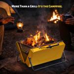 Flame Box Ranger Portable Charcoal Grill – Compact Lunchbox‑Style Folding BBQ for Camping, Beach & Tailgating | Dual‑Zone Heating, Stainless Steel Body, Quick Setup, Includes Tong & Cleaning Brush