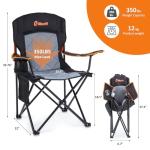 EMERIT Oversized Padded Camping Chair, 350LB Heavy Duty Quad Fold Chair with Arms, Collapsible Outdoor Chairs with Lumbar Back & Cup Holder