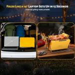 Flame Box Ranger Portable Charcoal Grill – Compact Lunchbox‑Style Folding BBQ for Camping, Beach & Tailgating | Dual‑Zone Heating, Stainless Steel Body, Quick Setup, Includes Tong & Cleaning Brush