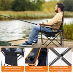 EMERIT Oversized Padded Camping Chair, 350LB Heavy Duty Quad Fold Chair with Arms, Collapsible Outdoor Chairs with Lumbar Back & Cup Holder
