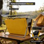 Flame Box Ranger Portable Charcoal Grill – Compact Lunchbox‑Style Folding BBQ for Camping, Beach & Tailgating | Dual‑Zone Heating, Stainless Steel Body, Quick Setup, Includes Tong & Cleaning Brush