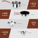 Odoland 10pcs Camping Cookware Stainless Steel Camping Pot and Pan Set with Plate Bowl Fork Knife Spoon for Backpacking, Hiking, Outdoor Cooking and Picnic