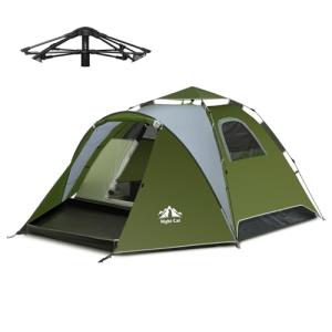 Night Cat Pop Up Tent 2-3 Persons Instant Set Up Tent with Footprint Tarp & Porch, Automatic Double Layer Waterproof Camping Tent with Rainfly