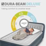 Intex 64447ED Dura-Beam Deluxe Ultra Plush Air Mattress with Headboard: Fiber-Tech – Queen Size – Built-in Electric Pump – 18in Bed Height – 600lb Weight Capacity