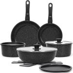 SODAY 15Pcs Pots and Pans Set Non Stick, Cookware Sets with Detachable Handle, Nonstick RV Kitchen Cooking Tools Removable Handles, Oven Safe, Induction Fast, Stackable Induction Cookware,Black