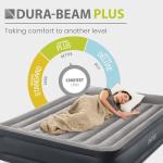 Intex 64135ED Dura-Beam Plus Deluxe Pillow Rest Air Mattress: Fiber-Tech – Queen Size – Built-in Electric Pump – 16.5in Bed Height – 600lb Weight Capacity