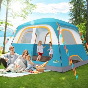Cobizi 6 Person Camping Tent Easy Setup, Family Camping Tent with Removable Rainfly, Waterproof Windproof Backpacking Tents, Portable Outdoor Tents for Camping, Travel, Fishing, Hiking(Blue)