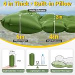 Oramoose Camping Sleeping Pad, Backpacking Sleeping Pad with Built-in Pillow and Foot Pump, 4in Thick Compact Inflatable Camping Air Mattress for Hiking Tent Road Trip Car Camp Travel Gear