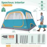 Cobizi 6 Person Camping Tent Easy Setup, Family Camping Tent with Removable Rainfly, Waterproof Windproof Backpacking Tents, Portable Outdoor Tents for Camping, Travel, Fishing, Hiking(Blue)