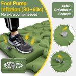 Oramoose Camping Sleeping Pad, Backpacking Sleeping Pad with Built-in Pillow and Foot Pump, 4in Thick Compact Inflatable Camping Air Mattress for Hiking Tent Road Trip Car Camp Travel Gear