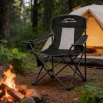 SAILARY Collapsible Folding Camping Chairs Heavy Duty Lawn Foldable Chair with Cooler Bag, Storage Pocket, Waterproof Bag Outdoor Arm Sport Chair, Supports 325LBS, Black