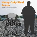 NEWBULIG Oversized Folding Camp Chair for Adults, 500 LBS Heavy Duty Support, Portable Outdoor Collapsible Chairs, with Cup Holders, Side Cooler & Pockets, for Lawn, Beach, Fishing, Hiking, Black