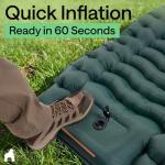 GORILLA GRIP Slip-Resistant Inflatable Sleeping Pad, Puncture Resistant Lightweight Camping Mattress, Foot Pump, Air Mats for Travel Backpacking, Inflating Bed Camp Sleep Pads for Tent, Hunter Green