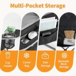 NEWBULIG Oversized Folding Camp Chair for Adults, 500 LBS Heavy Duty Support, Portable Outdoor Collapsible Chairs, with Cup Holders, Side Cooler & Pockets, for Lawn, Beach, Fishing, Hiking, Black