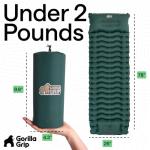 GORILLA GRIP Slip-Resistant Inflatable Sleeping Pad, Puncture Resistant Lightweight Camping Mattress, Foot Pump, Air Mats for Travel Backpacking, Inflating Bed Camp Sleep Pads for Tent, Hunter Green