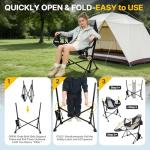 ZENPETIO Hammock Camping Chair with Footrest, Swinging Portable Folding Camp Chairs for Adults 500lbs Heavy Duty Outdoor Rocking Chair Foldable Oversized Rocker with Cup Holder Pillow for Patio Beach