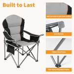 NEWBULIG Oversized Folding Camp Chair for Adults, 500 LBS Heavy Duty Support, Portable Outdoor Collapsible Chairs, with Cup Holders, Side Cooler & Pockets, for Lawn, Beach, Fishing, Hiking, Black