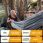 NATUREFUN Ultra-Light Travel Camping Hammock | 300kg Load Capacity,(300x200cm) Breathable,Quick-Drying Parachute Nylon | 2 x Premium Carabiners,2 x Nylon Slings Included | for Outdoor Indoor Garden
