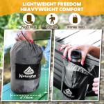 NATUREFUN Ultra-Light Travel Camping Hammock | 300kg Load Capacity,(300x200cm) Breathable,Quick-Drying Parachute Nylon | 2 x Premium Carabiners,2 x Nylon Slings Included | for Outdoor Indoor Garden