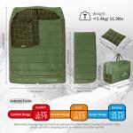 Naturehike Flannel Double Sleeping Bag with Pillows for Couples & Family, 40℉ Doublewide Two Person Sleeping Bag for All Seasons Camping Hiking Backpacking, Dill Green
