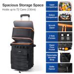 Odoland 48/72 Cans Soft Cooler with Wheels and Handle Collapsible Ice Chest Rolling Coolers on Wheels for Beach Camping Travel and Picnic