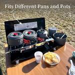 FineFlame Camping Stove 3 Burner 20400 BTU Propane Portable Stove with Regulator, Toast Tray, Windshield for Car Camping BBQ Picnics Outdoor Cooking Camping Gas Stove