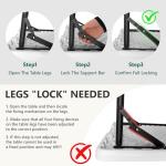 MAKE CHANGES Folding Table 4ft - Heavy Duty Fold-in-Half Plastic Table with Adjustable Height, Portable Utility Tables with Steel Legs for Indoor, Outdoor, Picnic, Camping, Dining, Party (White)