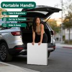 MAKE CHANGES Folding Table 4ft - Heavy Duty Fold-in-Half Plastic Table with Adjustable Height, Portable Utility Tables with Steel Legs for Indoor, Outdoor, Picnic, Camping, Dining, Party (White)