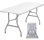 Lakhow Folding Table 6ft Plastic Table Indoor & Outdoor for Picnic, Camping,BBQ and Party, with Powder Coated Steel Legs and Built in Carry Handle, White