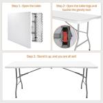 Lakhow Folding Table 6ft Plastic Table Indoor & Outdoor for Picnic, Camping,BBQ and Party, with Powder Coated Steel Legs and Built in Carry Handle, White